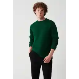 Avva Erkek Yeşil Bisiklet Yaka Şardonlu 3 Iplik Pamuklu Sweatshirt E001017