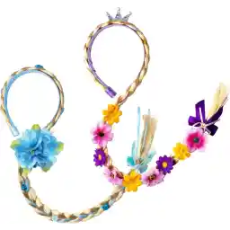 ELECDON Long Braided Wigs Princess Hairpieces, Rapunzel Wig Elsa Braid Girls Toddler Cosplay Headbands for Birthday Party Gifts 2PCS