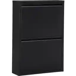 کابینت کفش NATURN LIVING 2 در - 50 x 15 x 71.5 سانتی متر - جاکفشی - سیستم نگهداری کفش - جعبه فلزی ذخیره سازی - مشکی