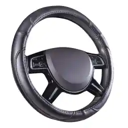 Amazon Basics Leatherette Steering Wheel Cover, 15″, Black and Blue