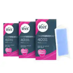 Veet Professional Hassas Ciltler için Ağda Bandı, Bacak & Vücut Bölgesi, 120 Adet (40 x 3)