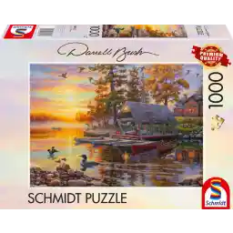 Schmidt Spiele 58532 Darrel Bush boothut met kano's, puzzel van 1000 stukjes, meerkleurig