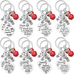 Yinkin 16 Set Teacher Appreciation Gift Teacher Keychain with Blessing Card Christmas Valentine's Day Graduation Teachers' Day Thank You Gift, Silver, One size