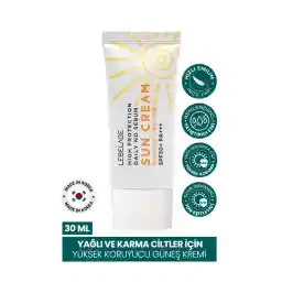 کرم ضد آفتاب LEBELAGE با محافظ بالا برای پوست های چرب و مختلط کرم ضد آفتاب بدون سبوم 30 میلی لیتر Spf50 Pa