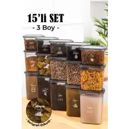 مجموعه ظروف ذخیره سازی مستطیلی پگی 15 تکه چاپ شده با صفحه نمایش سفید وینف آنتراسیت (1500-1150-800 میلی لیتر)