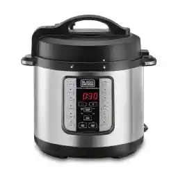 BLACK+DECKER EZ Smart Steam Pot, 1000W Multi-Cooker, 7-in-1 Programmable Electric Pressure Cooker, 6.0L Capacity, Digital LED Display, Overheating Protection, Delay Timer, Black/Silver, PCP1000-B5