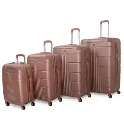 Senator Hard Shell Luggage Set 3-Piece Suit Case on Wheels for Unisex Travel A1012 | ABS Lightweight Hard sided Luggage with Spinner Wheels 4 (Set of 3, Rose Gold)