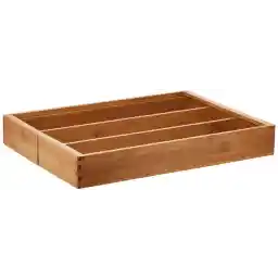 Seville Classics Bamboo Eco-Conscious Organizer Tray Kitchen Home Office Pantry Junk Drawer Utensils, Flatware, Silverware, Cutlery, Pens, Expandable 5 Compartment