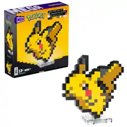MEGA Pokémon, bouwset voor actiefiguur, Pikachu in pixel-retrostijl, 400 onderdelen, voor op tafel of aan de wand, bouw- en showspeelgoed voor verzamelaars, HTH74