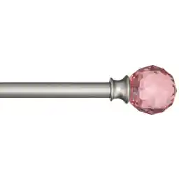 Amazon Basics Decorative 5/8" Curtain Rod with Faceted Ball Finials, 86" - 120", Pink