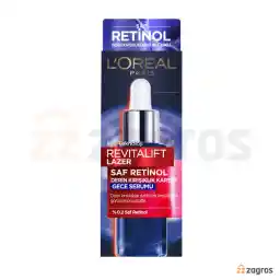 سرم شب ضد چروک قوی پوست لورآل مدل Revitalift Lazer حاوی رتینول 30 میل