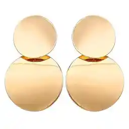 Yellow Chimes Latest Fashion Geometric Round Dual Circle Gold Plated Drop Earrings For Women and Girls