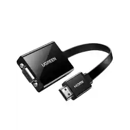 UGREEN Active HDMI to VGA Adapter Converter with 3.5mm Audio Jack up to 1080P Compatible for PC, Laptop, Ultrabook, Raspberry Pi, Chromebook - Black