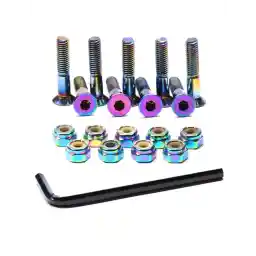 Skateboard Hardware 9PCS Bolts Set Deck Mounting Screws Nuts Hex Key Skate Parts Outfits Dazzling Color Fasteners Longboard Cruiser Best Mounting 1-1/4", 1", 7/8"