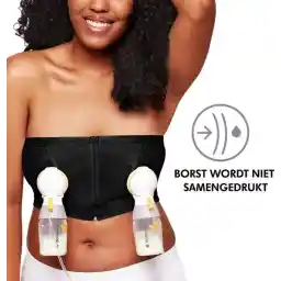 Medela Hands-free™ kolf bh - Kolf bh voor handsfree kolven - Easy Expression bustier - Stretch - Extra zacht - Met ritssluiting - Zwart - Maat XL