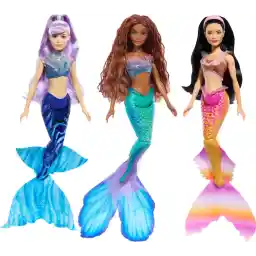 Mattel Disney De Kleine Zeemeermin, Ariël en Zusjes, set poppen met 3 Zeemeerminpoppen Mala, Karina en Ariel HND29