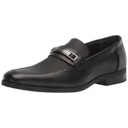 Calvin Klein Men's Jameson Soft Leather/City Emboss Slip-On Loafer, Black Leather, 43 EU