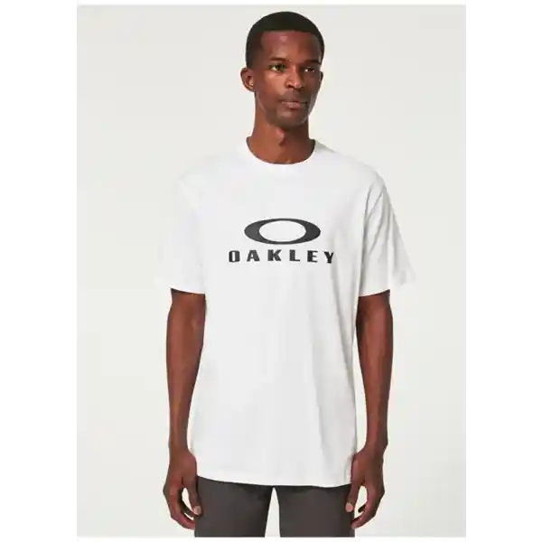 Oakley Oakley Bisiklet Yaka Baskılı Beyaz - Siyah Erkek T-Shirt FOA402167 O BARK 2.0