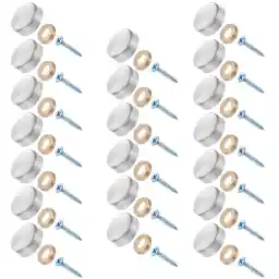 20 Pieces Stainless Steel Screw Cover Cap, 0.63"/16mm Diameter Mirror Decorative Screws with Caps Silver Mirror Screws Fasteners, Sign Advertising Hardware, Nails, Construction,Chrome