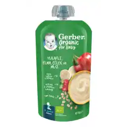 Gerber Organic Yulaflı Elma, Çilek ve Muz Püre 8x110g