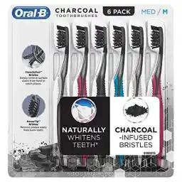 Oral-B (Medium) - Toothbrush Charcoal Infused CrossAction Bristles remove Plaque Stain Naturally Whitens Teeth (Medium)