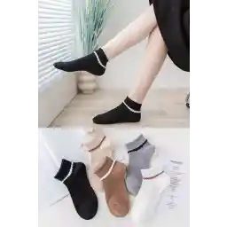 BGK 5 Çift Kadın Pikotlu Desenli Çorap