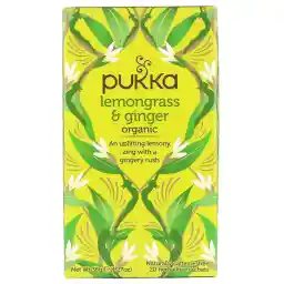 Pukka Herbs Organic Lemongrass & Ginger, Caffeine-Free Herbal Tea Sachets, 1.27oz (36g) 20 Count