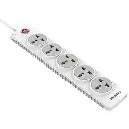 Huntkey Power Extension, Smart Surge Protector Power Strip with 5 Outlets and Safety Switch with 3m Extension Cord, Child Protection Charging Station for all AC Socket, White - SZN 501