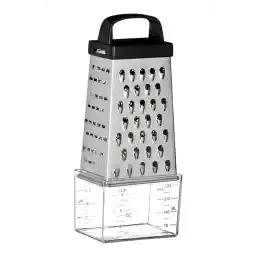 Premier Huishoudelijke veelzijdige 4-zijdige rasp met afdeling verzamelafdeling, 4-zijdig roestvrijstalen gereedschap voor efficiënt koken, stevige kaasrasp voor keuken, slanke versnipperaar