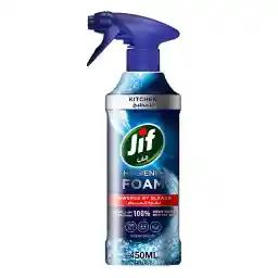 JIF Hygienic Foam Spray, powered by bleach, Kitchen for 100% grease removal, 450ml