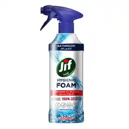 JIF Hygienic Foam Spray, powered by bleach, Bathroom, for 100% stain removal, 450ml