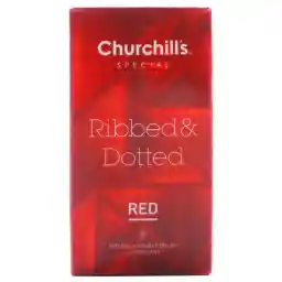 کاندوم خاردار چرچیلز مدل Ribbed & Dotted Red بسته 12 عددی