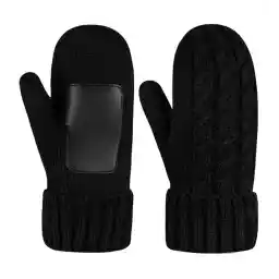 Brook + Bay Women's Cold Weather Mittens - Thick Cable Knit Fleece Lined Winter Mittens for Women - Warm Chunky Ladies Black Gloves