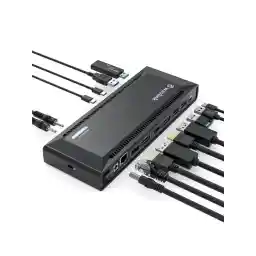 Wavlink Universal USB C Laptop Docking Station with 100W Charging and Single 5K/Dual 4K@60Hz Display for Windows/MacOS/ChromeOS/Ubuntu ( 2xDP 1.2, 2xHDMI 2.0, Gigabit Ethernet, 6 USB 3.0, Audio/Mic)