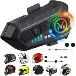 FEYA Motorcycle Helmet Speakers High Battery Life Helmet Headphone IPX6 Automatic Answer/Call Music Control/Intelligent Noise/Wake up Siri, 2 Different Types of Mic - Compatible with All Helmets