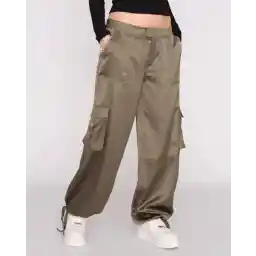 Juicy Couture fanta Satin cargo pants with diamant logo Groen S