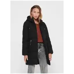 Only Onldolly Long Puffer Coat Otw NoosKapüşonlu Rahat Düz Siyah Kadın Kaban
