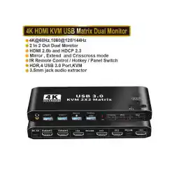 AUBEAMTO 4K 60Hz KVM Switch Matrix HDMI 2 Port Dual Monitor HDMI KVM Switch USB 3.0 KVM Switch Keyboard Mouse Switcher Box for 2 computer 2 monitor