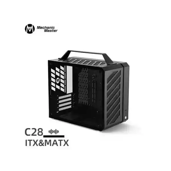 Mechanic master C28 case | 17.9L ultra-compact portable handle MATX compatible with 240 Aio /162mm air-cooler options SFX & ATX power supply compatible space-saving PC case Case (Elegant Black)