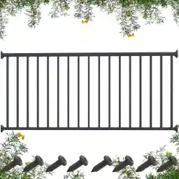 CR Fence & Rail Metal Railing for Deck, Metal Guard Rail Kit with Balusters 36 inch, Wrought Iron, Porch Railing Ideal for Residential and Commercial Use, 6ft Wide