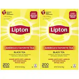 Lipton Black Tea Bags, Hot or Iced, Black tea with Caffeine, 400 Total Bags (200ct - Pack of 2)