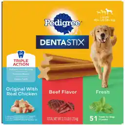 Pedigree Dentastix Large Breed Dog Treats, Original, Beef & Fresh Flavor, 2.73 lb. Variety Pack (51 Treats)