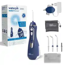 Waterpik Cordless Advanced Waterflosser met 3 Drukinstellingen, Apparaat voor het Verwijderen van Tandplak, Ideaal voor Reizen en Kleinere Badkamers, Met Oplaadbare Accu, Blauw (WP-563EU)