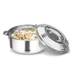 Milton Galaxia 1000 Casserole Hot Pot 40 oz (1000 ml / 1 qt) — Insulated Stainless Steel Food Warmer and Cooler with Lid, Serving Dish for Food and Roti, Silver