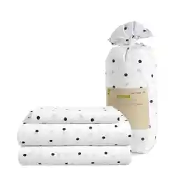 LANE LINEN 100% Organic Cotton Twin Sheets Set - 3 PC Bedding Sheets & Pillowcases - Breathable & Cooling Bed Sheets - Deep Pocket up to 15", Sheets for Twin Size Bed: Polka Dot (Black)
