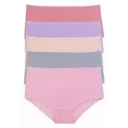 Nicoletta Kadın Külot 5 li Paket Yüksek Bel Likralı Fitilli Pamuklu Kaşkorse Ribana LİLA
