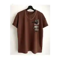 Altamira Unisex Kahverengi New Moment Baskılı Oversize T-shirt
