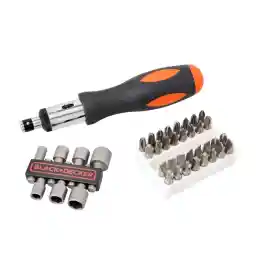 Black & Decker 40 Pieces Ratchet Screwdriver with Socket & Screwdriver Bitset in Kitbox A7062-XJ