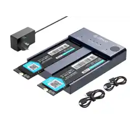 ORICO M.2 NVMe Cloner Dual-Bay NVMe Docking Station USB C to NVMe SSD Enclosure Aluminum M.2 Duplicator Offline Clone for PCIe M-Key SSDs Max 8TB Tool Free-M2P2