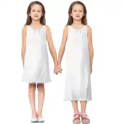 Toulite 2 Pcs Girls White Slip for Under Dresses Sleeveless Full Slip with Strap Lace Trim Tea and Knee Length Slips